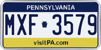 PA license plate MXF3579