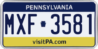 PA license plate MXF3581