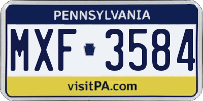 PA license plate MXF3584