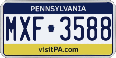 PA license plate MXF3588