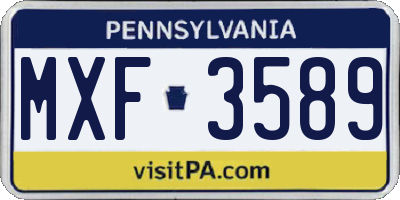 PA license plate MXF3589