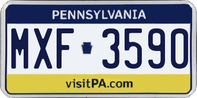 PA license plate MXF3590