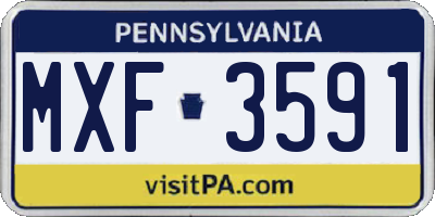 PA license plate MXF3591
