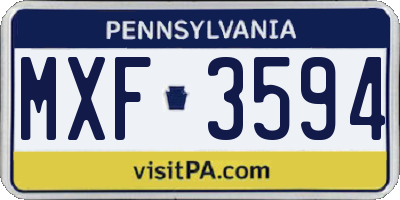 PA license plate MXF3594