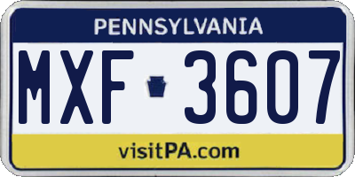 PA license plate MXF3607