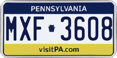 PA license plate MXF3608