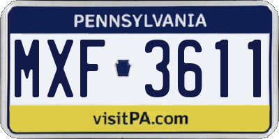 PA license plate MXF3611