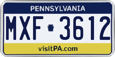 PA license plate MXF3612