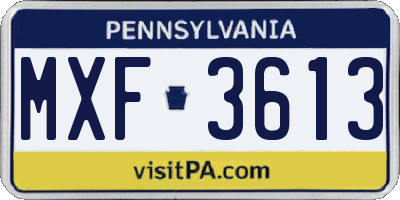 PA license plate MXF3613