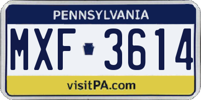 PA license plate MXF3614