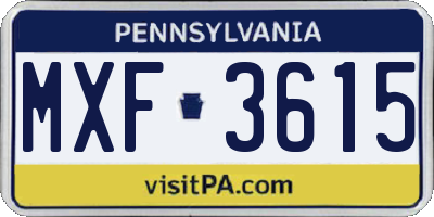 PA license plate MXF3615