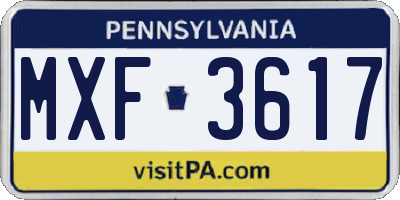 PA license plate MXF3617