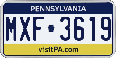 PA license plate MXF3619