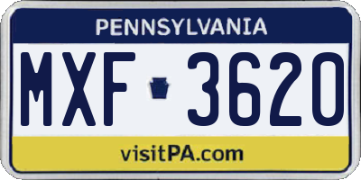 PA license plate MXF3620