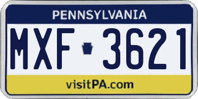 PA license plate MXF3621