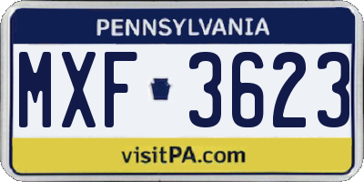 PA license plate MXF3623