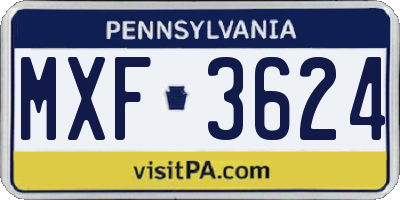 PA license plate MXF3624