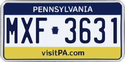 PA license plate MXF3631