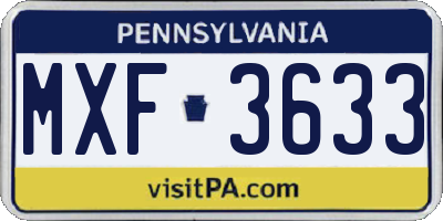 PA license plate MXF3633
