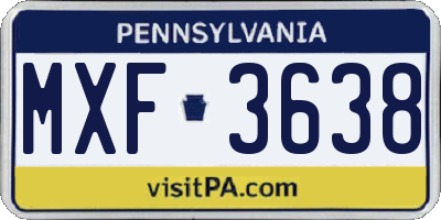 PA license plate MXF3638