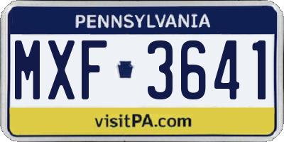 PA license plate MXF3641