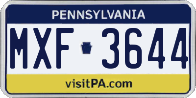 PA license plate MXF3644