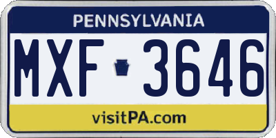PA license plate MXF3646