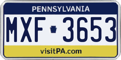 PA license plate MXF3653