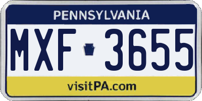 PA license plate MXF3655