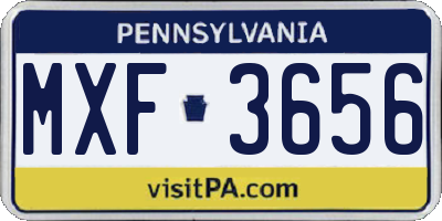 PA license plate MXF3656
