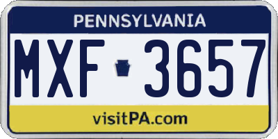 PA license plate MXF3657