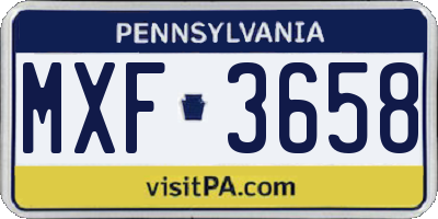 PA license plate MXF3658