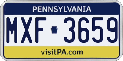 PA license plate MXF3659