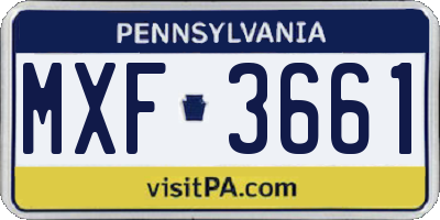 PA license plate MXF3661