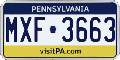 PA license plate MXF3663