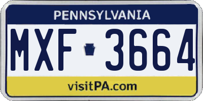 PA license plate MXF3664