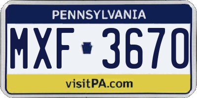 PA license plate MXF3670
