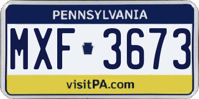 PA license plate MXF3673