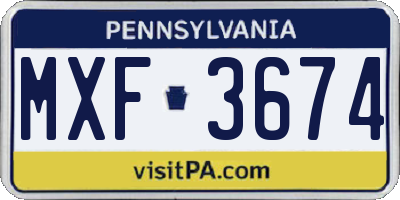 PA license plate MXF3674