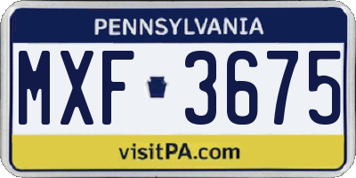 PA license plate MXF3675