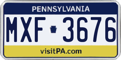 PA license plate MXF3676