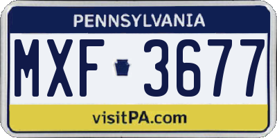 PA license plate MXF3677