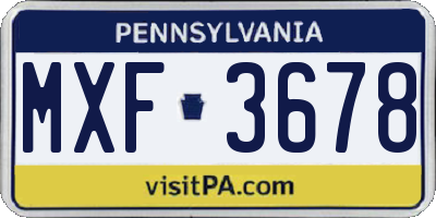 PA license plate MXF3678