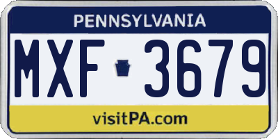 PA license plate MXF3679