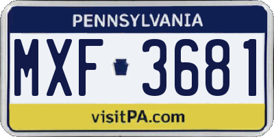 PA license plate MXF3681