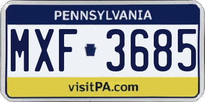 PA license plate MXF3685