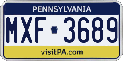 PA license plate MXF3689