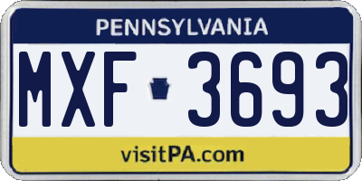 PA license plate MXF3693