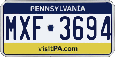 PA license plate MXF3694