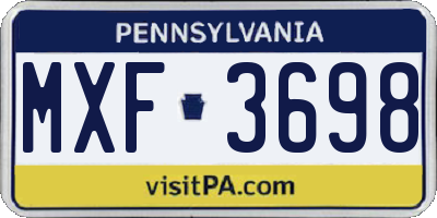 PA license plate MXF3698